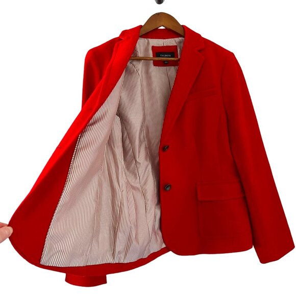 Talbots Wool Blend Button Front Blazer In Red Size 14 - Picture 8 of 15